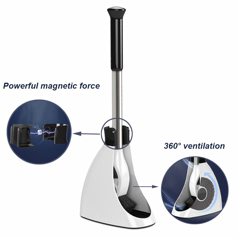 toilet brush set with stainless steel handle, view 3 - MRSLM