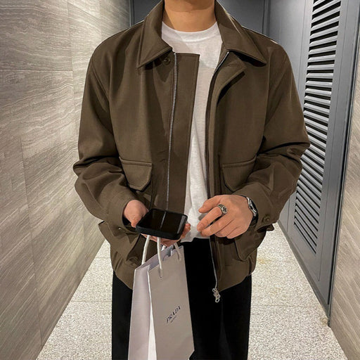 Men's loose retro polo collar jacket - MRSLM