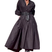 puff sleeve swing dress black, view 5 - MRSLM