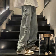 men's star embroidery wide-leg jeans - MRSLM
