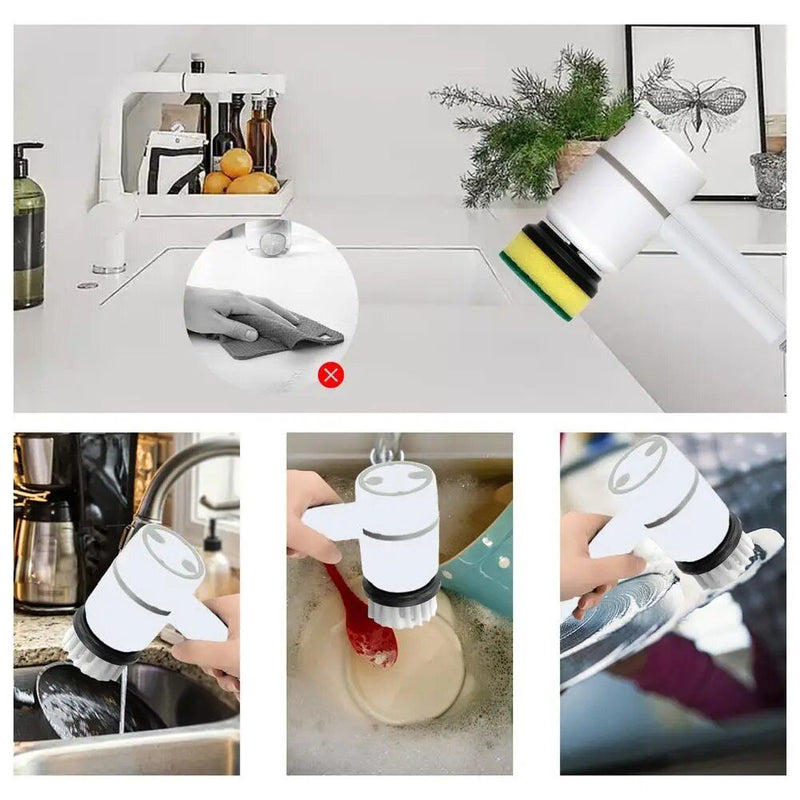 electric spin scrubber with 4 brush heads, view 7 - MRSLM