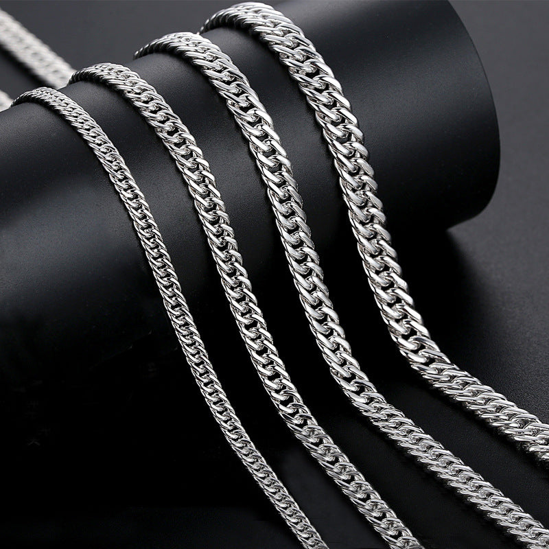 men's bold silver Cuban chain necklace, view 7 - MRSLM