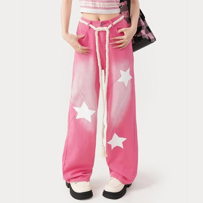 pink vintage wide leg jeans, view 2 - MRSLM
