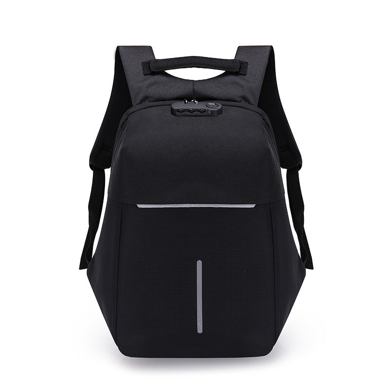 reflective men's backpack with lock, view 10 - MRSLM