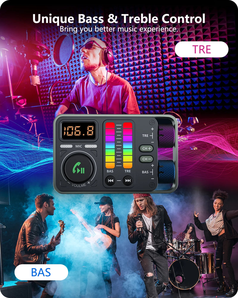 bluetooth 5.3 fm transmitter with pd20w car charger, view 6 - MRSLM