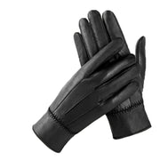 Fleece-lined sheepskin leather gloves, view 6 - MRSLM