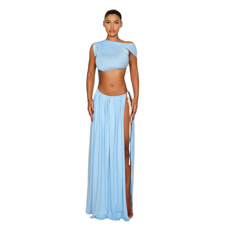 sleeveless cropped lace-up dress, view 4 - MRSLM