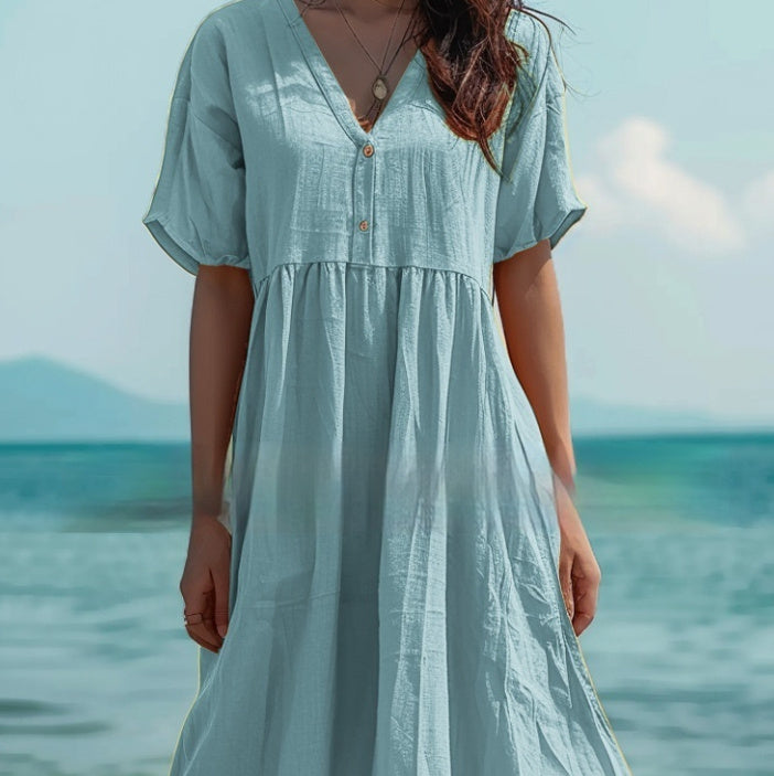 Women's cotton linen swing dress - MRSLM