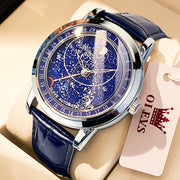 starry sky automatic leather watch, view 2 - MRSLM