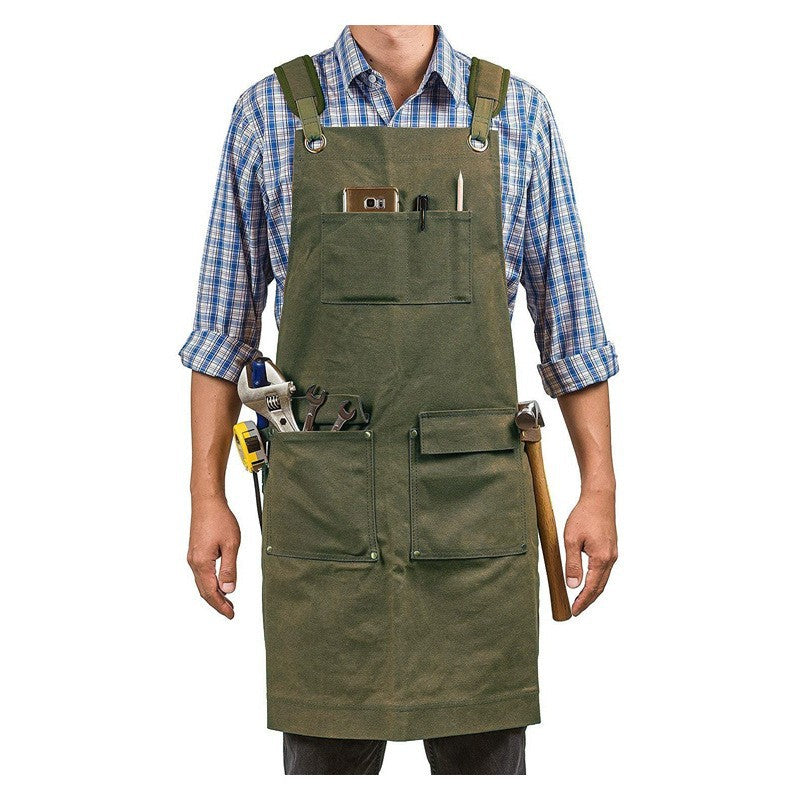 Canvas work apron for kitchen, garden and workshop, view 2 - MRSLM