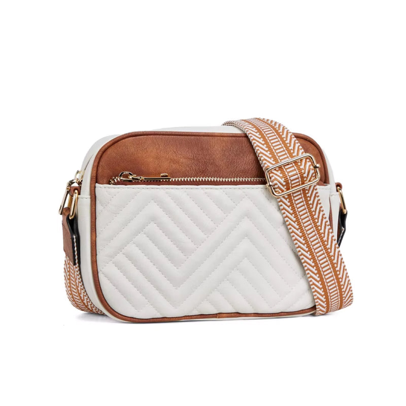Quilted embroidered grid shoulder bag, view 2 - MRSLM