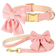fashion dog collar and leash set with bowtie, view 3 - MRSLM