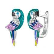 sterling silver zircon parrot earrings, view 5 - MRSLM