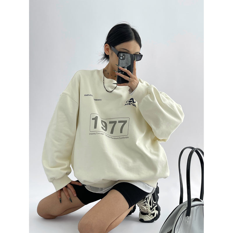 women's loose beige peplum sweatshirt, view 6 - MRSLM