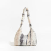 striped faux fur underarm hobo bag, view 4 - MRSLM