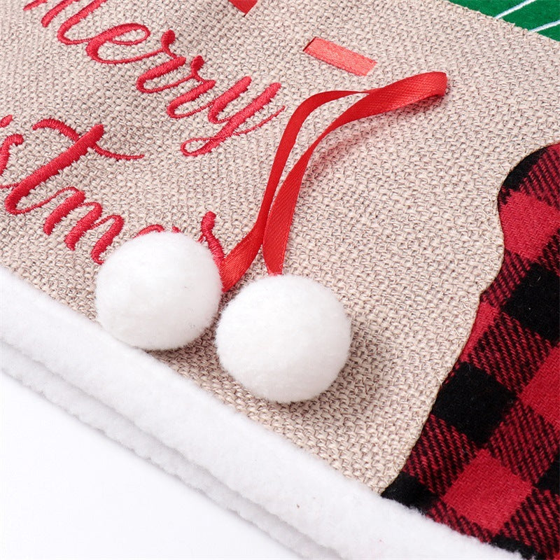 48-inch black and red plaid tree skirt, view 4 - MRSLM
