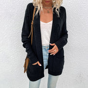 mid-length twist cardigan sweater for women, view 2 - MRSLM