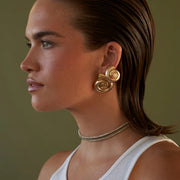 Gold-plated spiral conch earrings, view 3 - MRSLM
