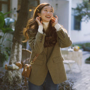 loose simple small woolen suit top - MRSLM