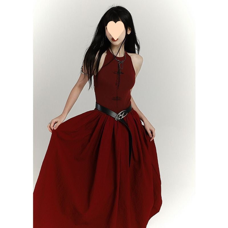 women's red vest dress, view 3 - MRSLM