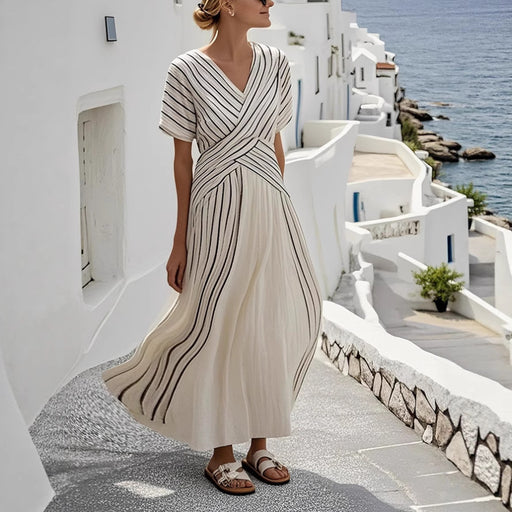 loose striped mid-length dress - MRSLM