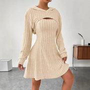 hooded shawl vest and short skirt set - MRSLM