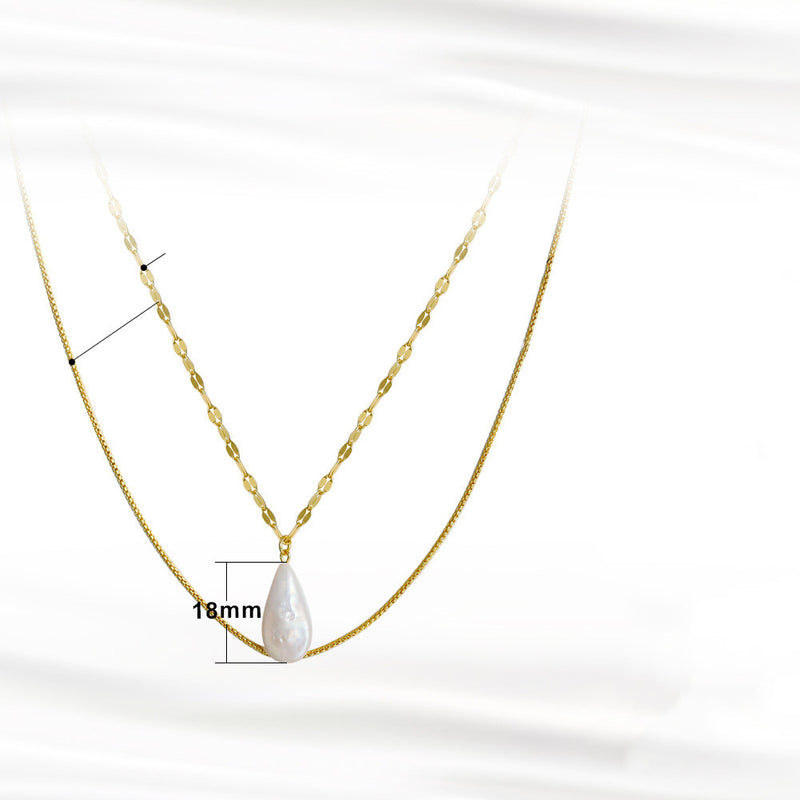 freshwater baroque pearl silver necklace, view 4 - MRSLM