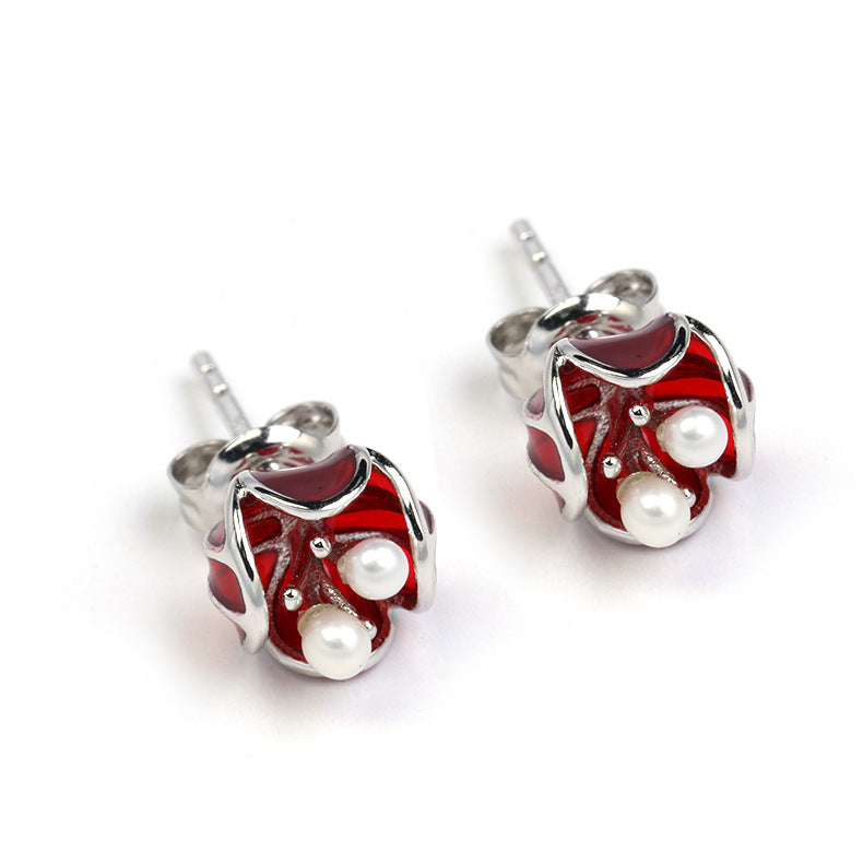 New Year Red Flower Earrings