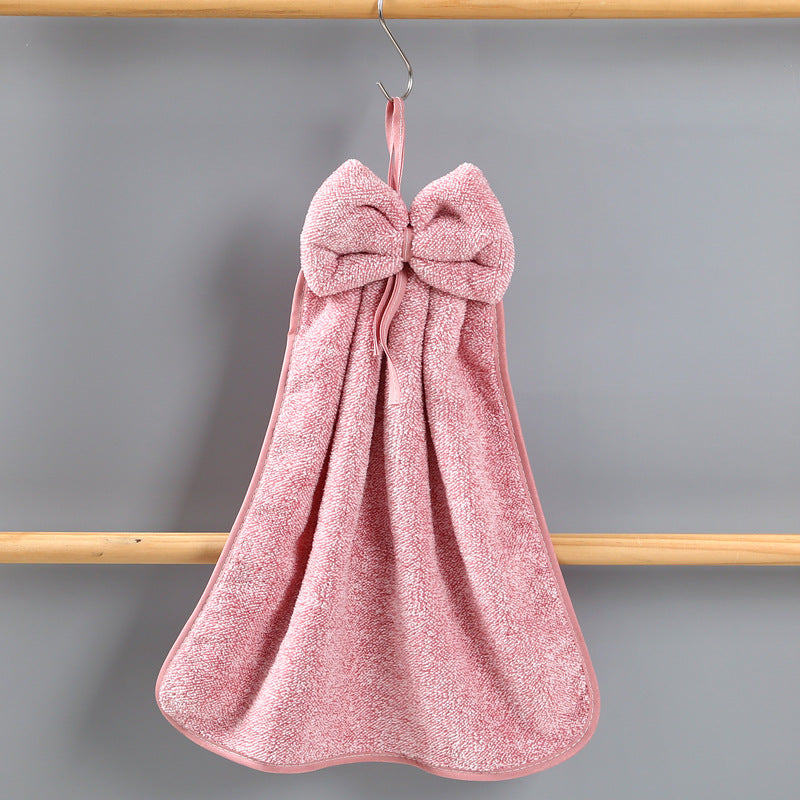 bowknot coral velvet hand towel, view 17 - MRSLM