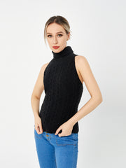 women's stretch turtleneck sweater, view 2 - MRSLM