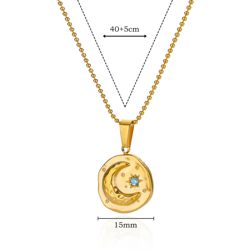 moon star pendant necklace, view 2 - MRSLM
