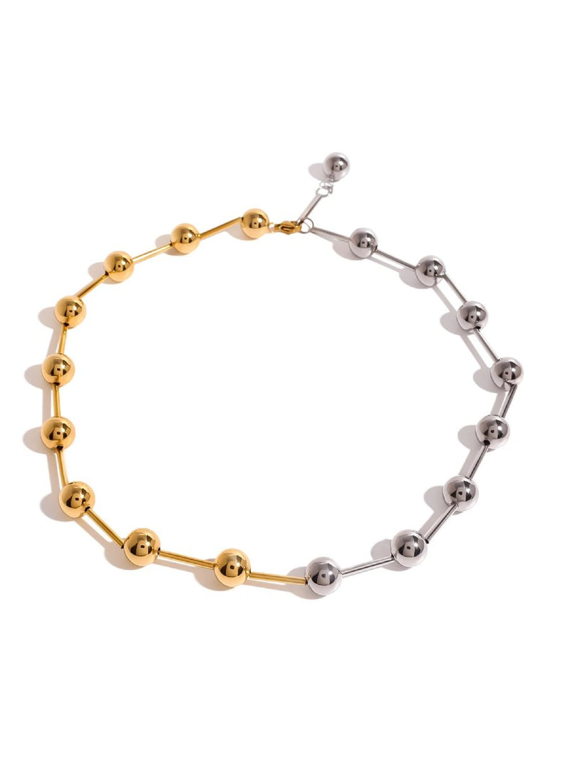 minimalist beaded clavicle chain necklace, view 6 - MRSLM