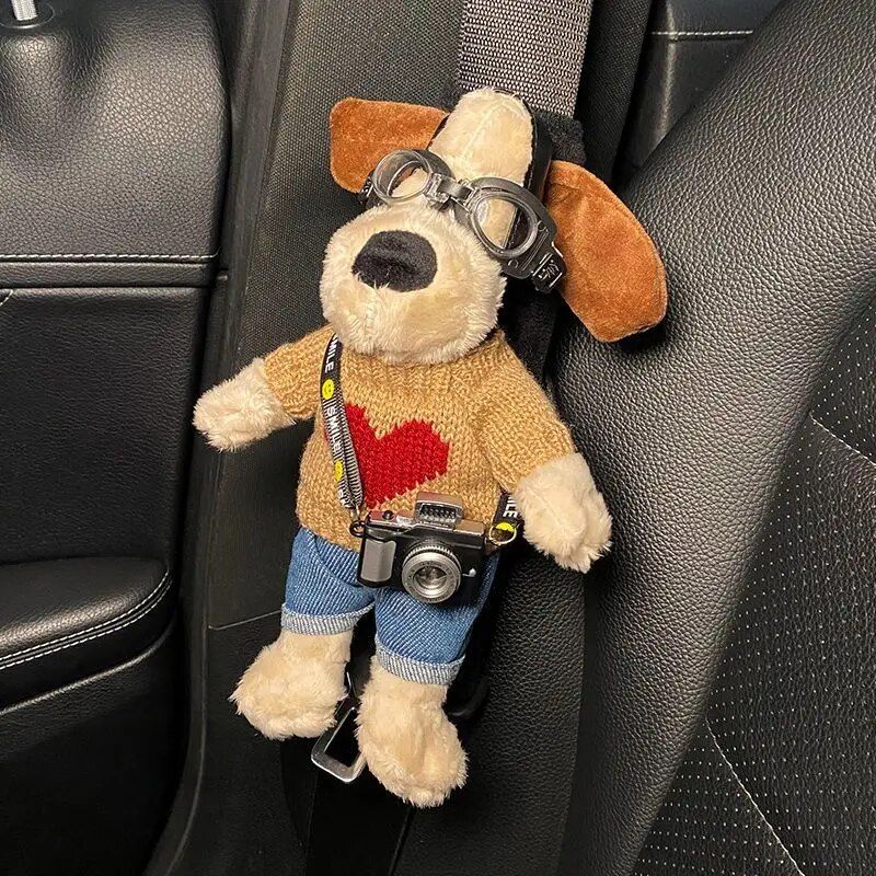 cartoon dog plush seat belt protector, view 5 - MRSLM