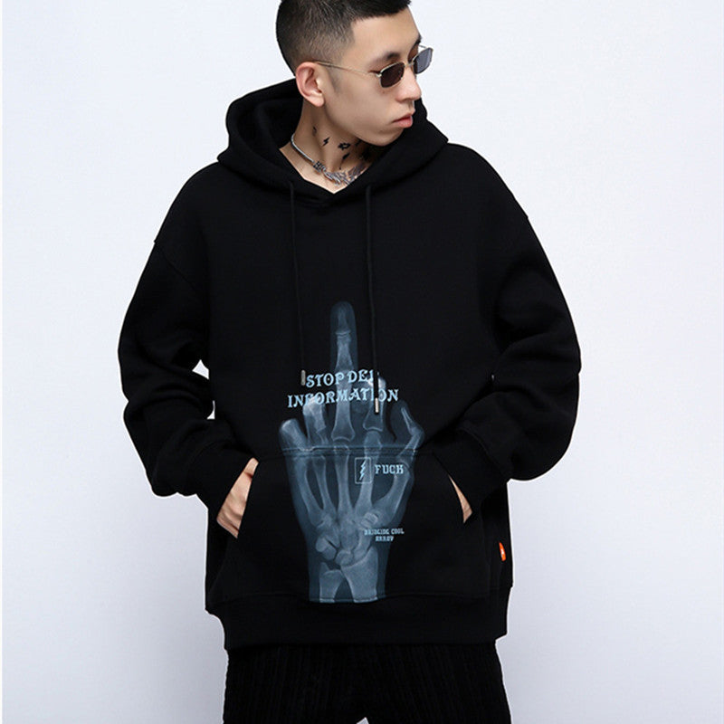 Men's skull finger print hoodie - MRSLM