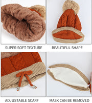 Women's 3-piece pom-pom beanie, mask and neck warmer set, view 10 - MRSLM