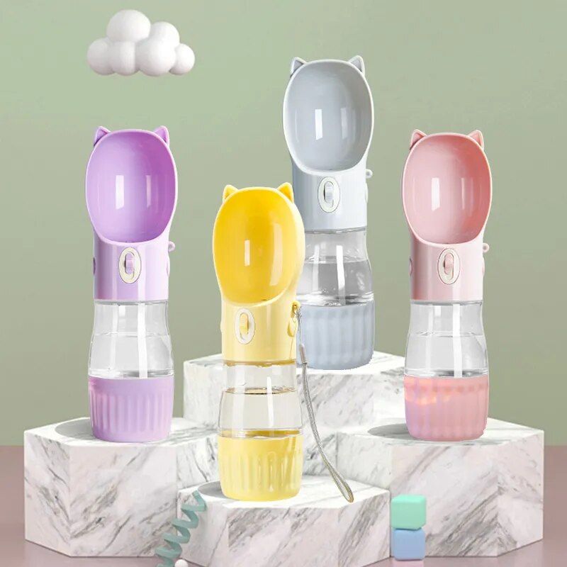 Portable 2-in-1 pet water bottle and food dispenser, view 6 - MRSLM
