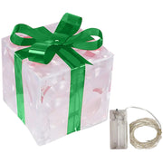 Light-up Christmas gift box decorations with bow, view 2 - MRSLM