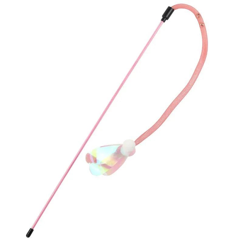 interactive cat teaser toy with butterfly and bell, view 2 - MRSLM