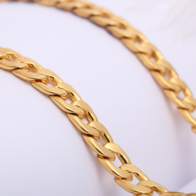 Men's gold plated chain necklace, view 9 - MRSLM