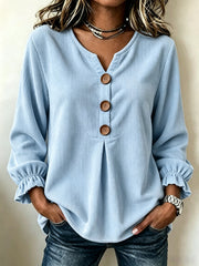 Women's corduroy long sleeve blouse, view 3 - MRSLM