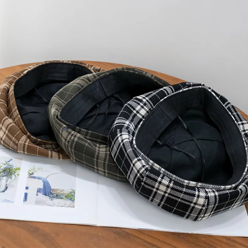 chic plaid winter beret, view 10 - MRSLM