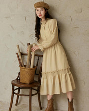 stand neck A-line dress, view 2 - MRSLM