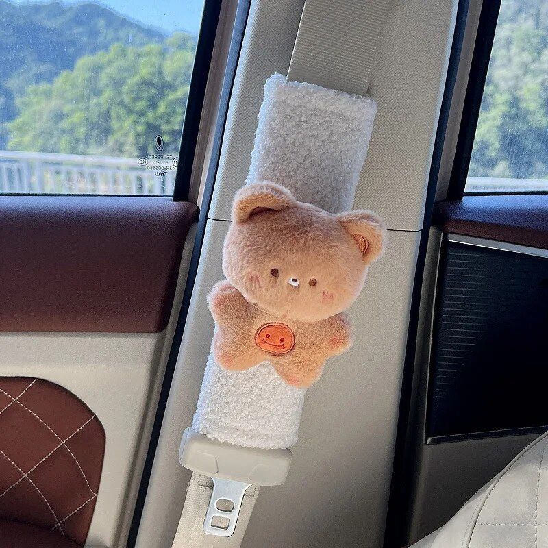plush rabbit bear seat belt shoulder cover, view 5 - MRSLM