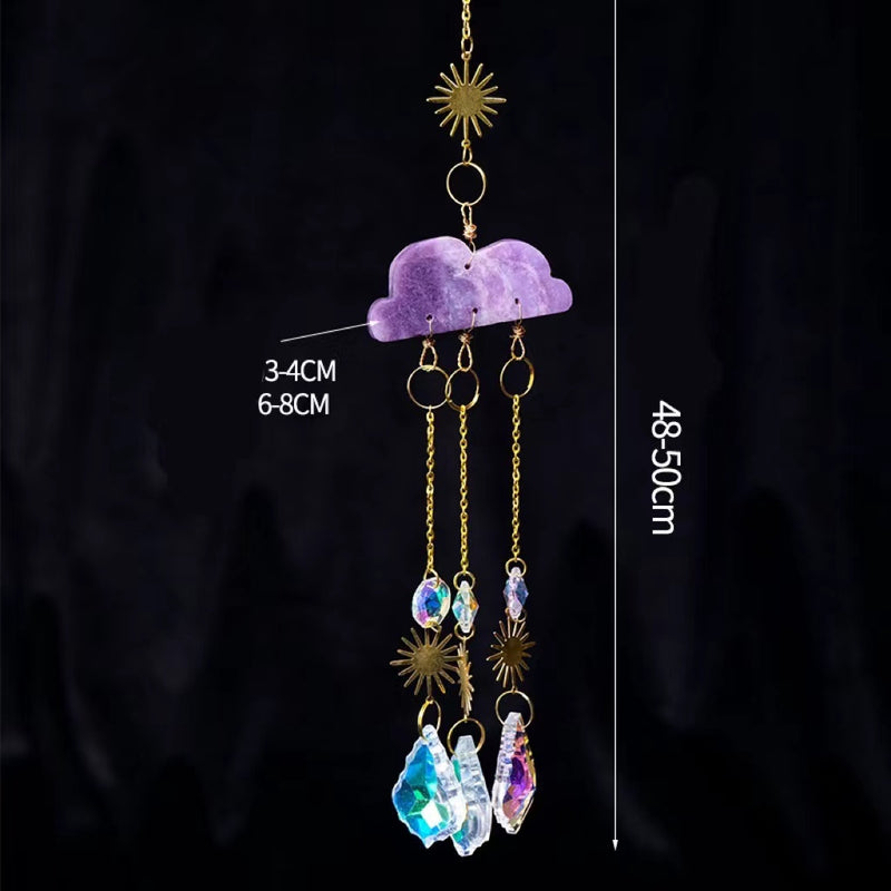 Crystal cloud sun catcher wind chime, view 6 - MRSLM