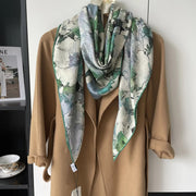 silk cashmere square scarf with print, view 4 - MRSLM