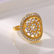 Cubic zirconia flora gold ring - MRSLM