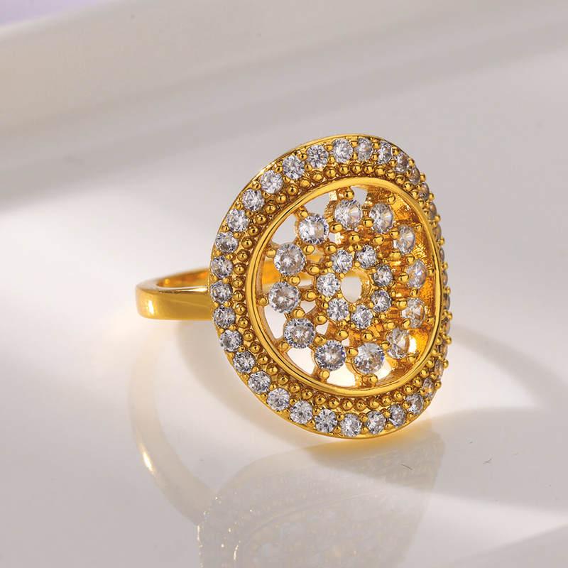 Cubic zirconia flora gold ring, view 5 - MRSLM