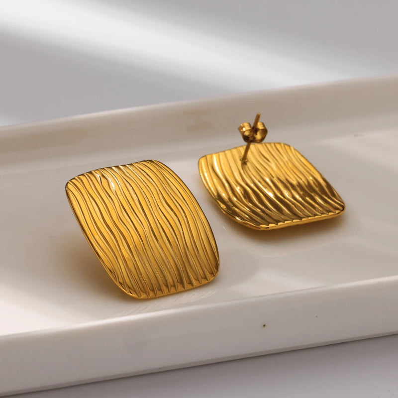 geometric square stud earrings, view 5 - MRSLM