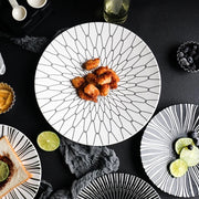 geometric pattern ceramic dinner plate set, view 8 - MRSLM
