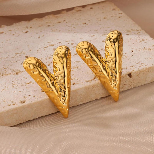 gold heart stud earrings - MRSLM